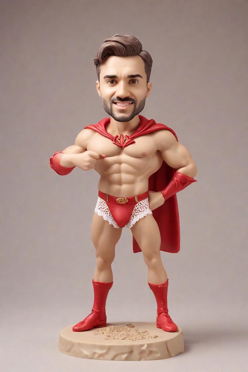 The Red-Caped Maverick: A Bobblehead Tale of Daring and Delight,Unveiling My Mini-Me: A Red-Clad Adventure in Personalized Bobbleheads