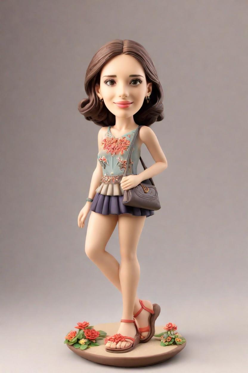 Trend Alert: Fashionable Figurines Capturing the Essence of Nature,She's Got the Moves: My Personalized Bobblehead in a Floral Forest Frock