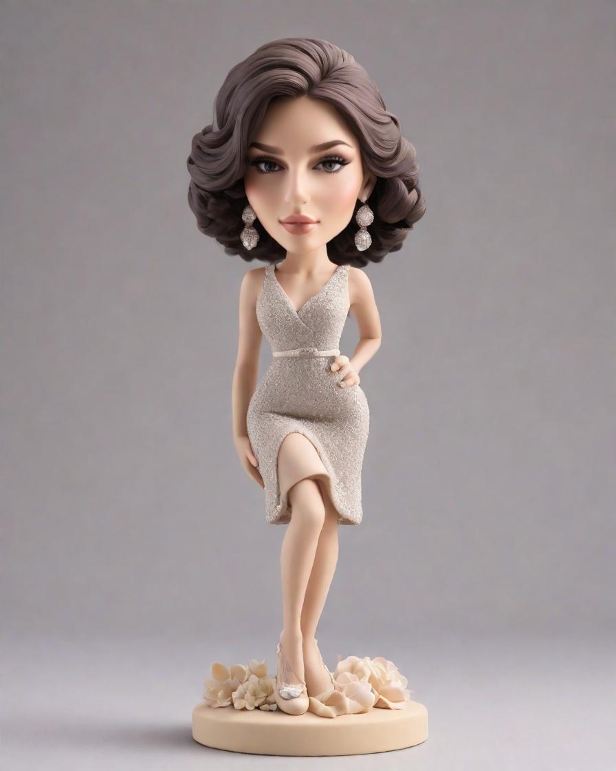 Unlocking the Glamour: How a Silvery Mini-Me Figurine Transformed My Casual Outfit,She Did It Again! Silver-Dressed Bobblehead Strikes a Pose on the Casual Catwalk