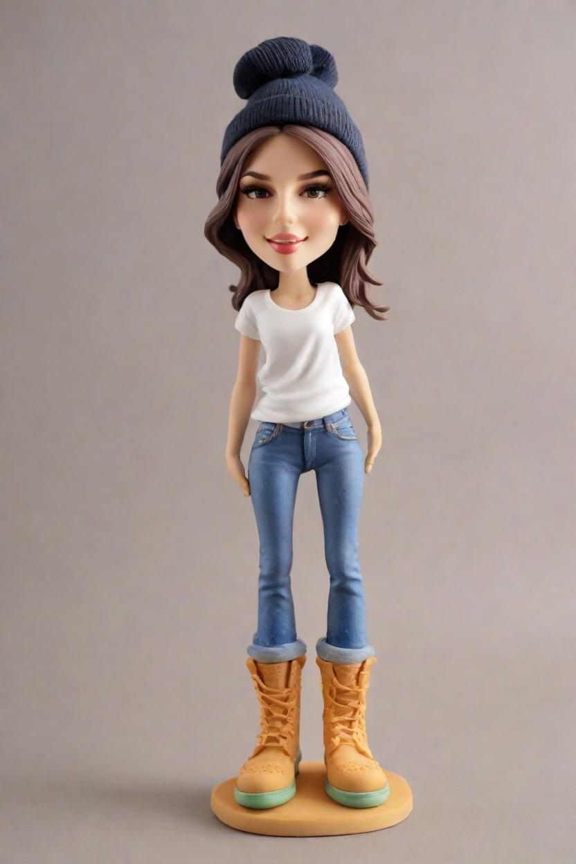 The Ultimate Fashion Statement: Custom Bobblehead Figurines in Casual Outfits,She's Got Swag: A Girl's Day Out with Her Mini-Me in Black and Yellow