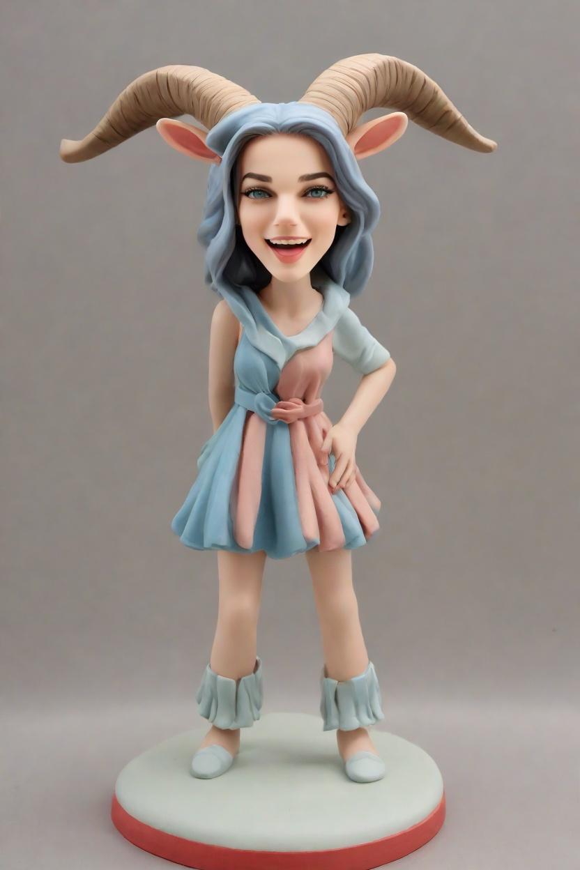 Custom Female Goat Bobblehead: Unique Figurine,She Created Her Goat-Themed Bobblehead Doll!