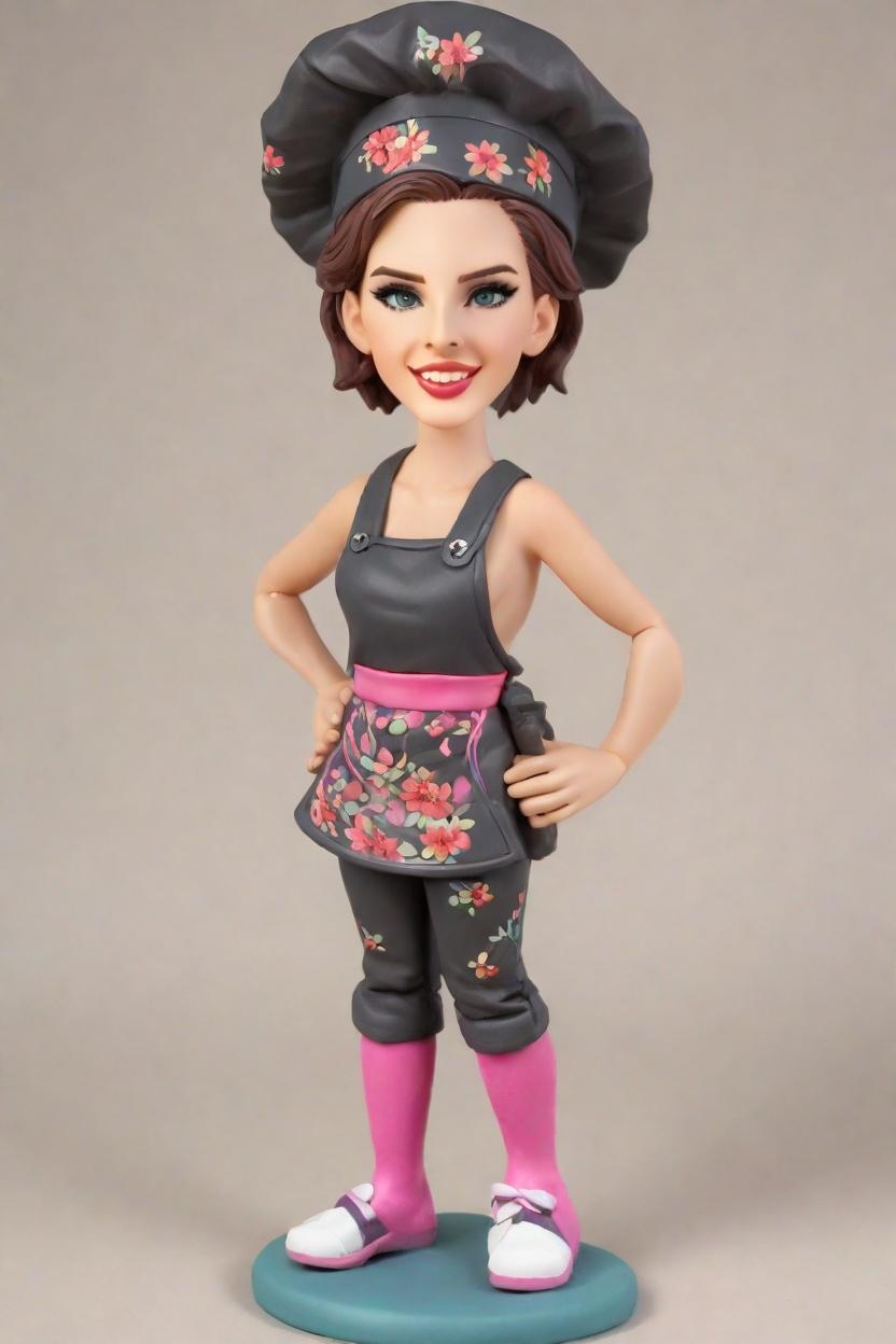 Custom Kitchen Whimsy Bobblehead,She's Winking at Her Own Bobblehead Creation!