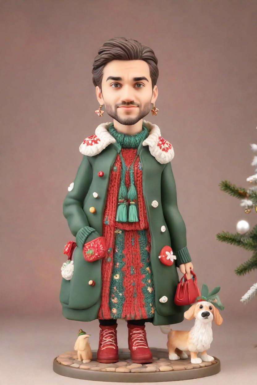 Custom Christmas Market Charm Bobblehead,He Made His Own Festive Bobblehead Doll!