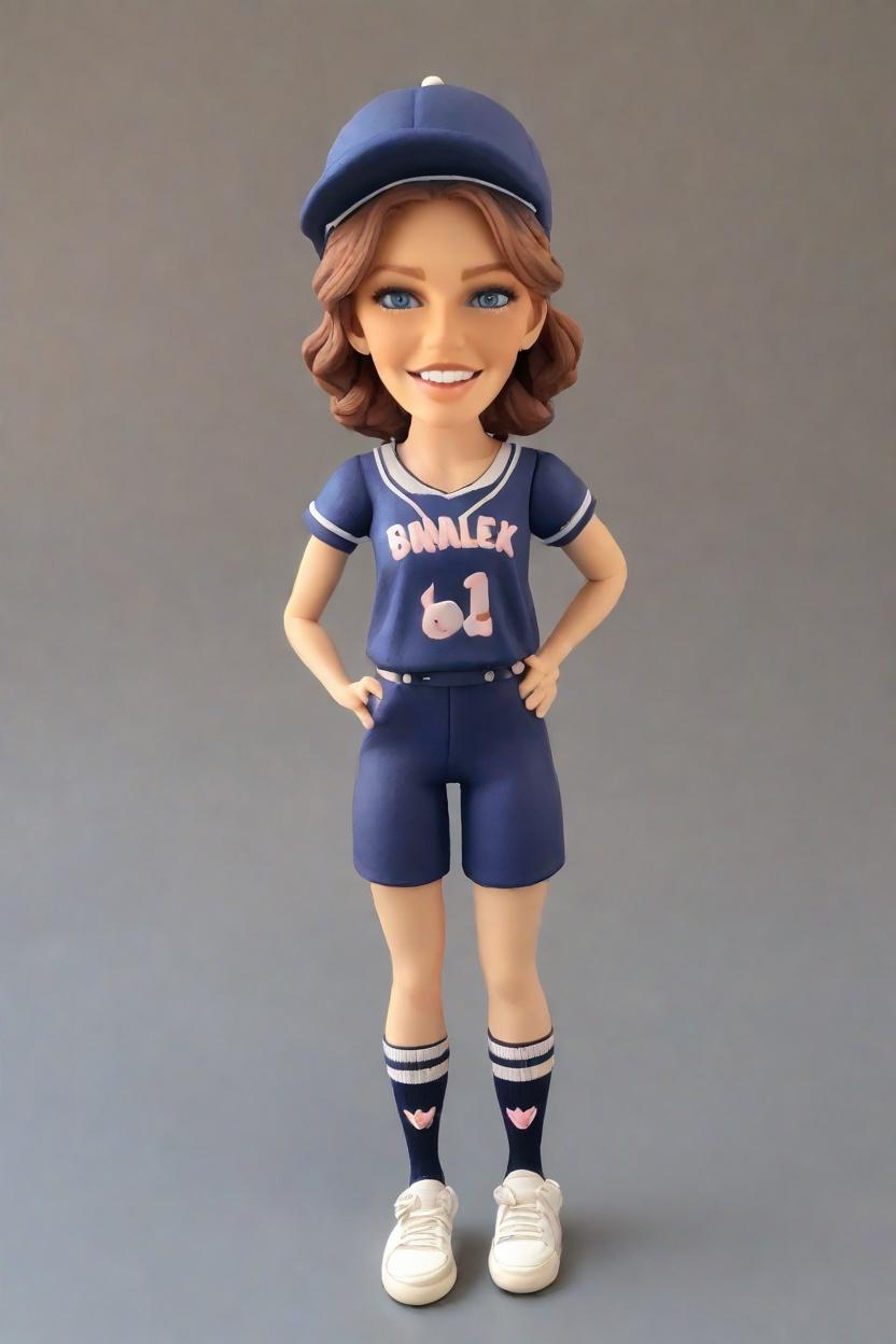 The Art of Personalized Pitching: A Baseball Star's Cheeky Wink to Her Fans,She's Swinging for the Fences: A Fan's Ultimate Mini-Me Figurine Collection