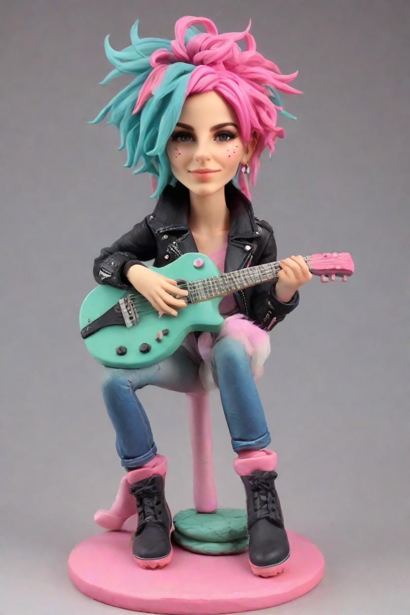 Rockstar Custom Bobblehead,She’s Strumming Her Way to Fame: Create Your Own Bobblehead Doll