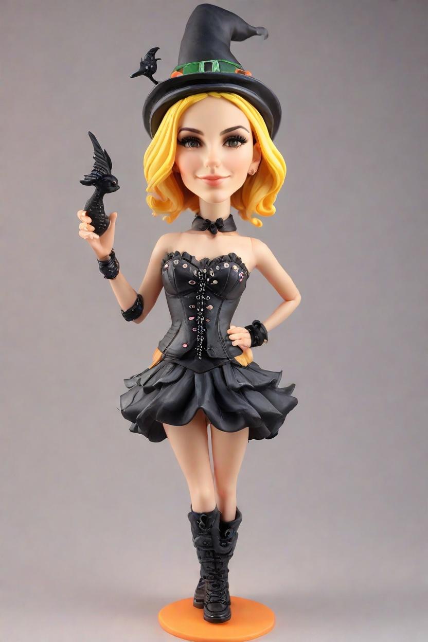 custom Witchy Wave Figurine Bobblehead,She's Crafting Her Magic: Make Your Own Bobblehead Doll