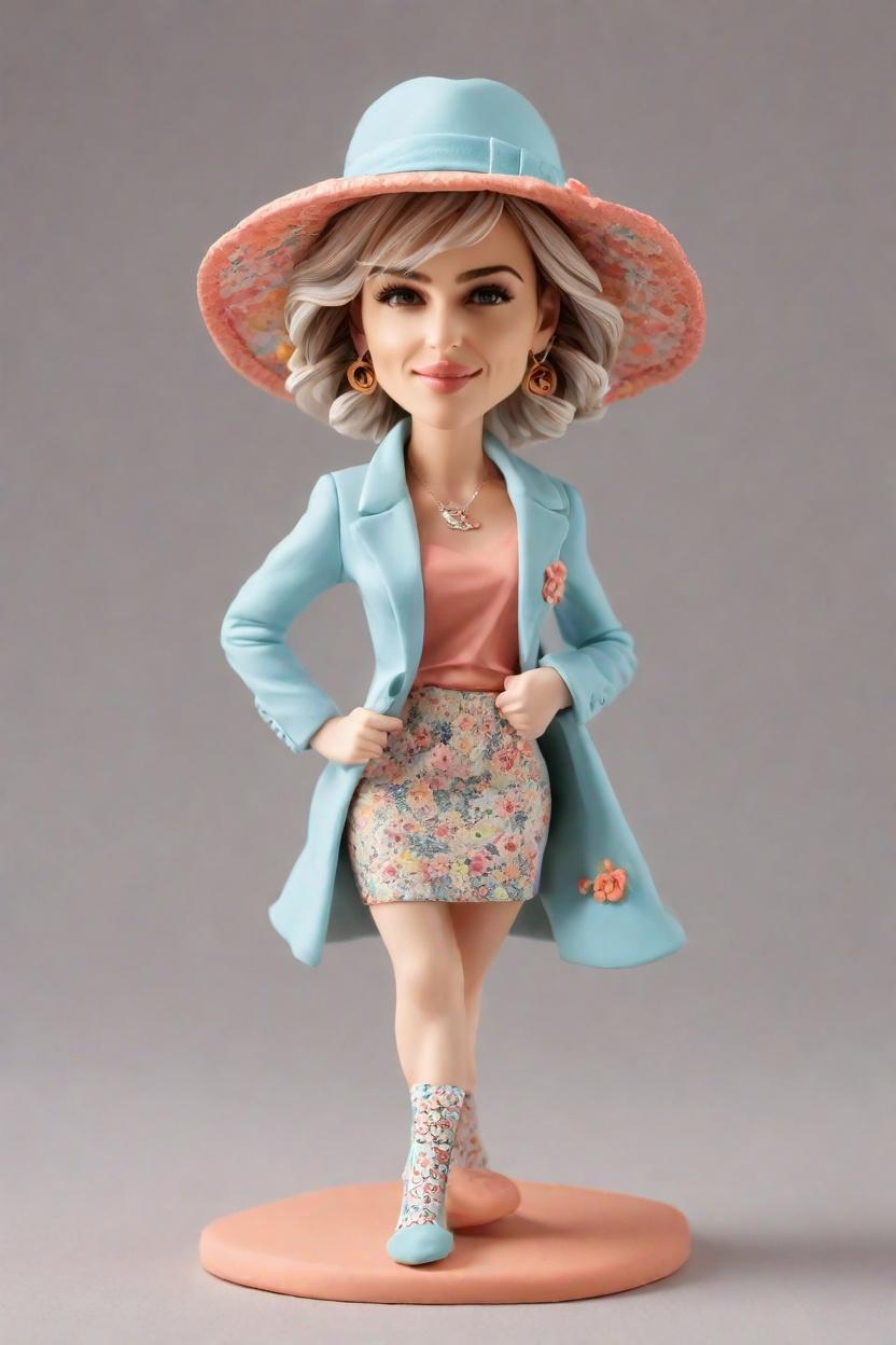 The Secret to a Cheerful New Year: Floral Mini Dress and a Quirky Bobblehead,My New Year's Eve Look: A Mini-Me Figurine Takes the Spotlight!