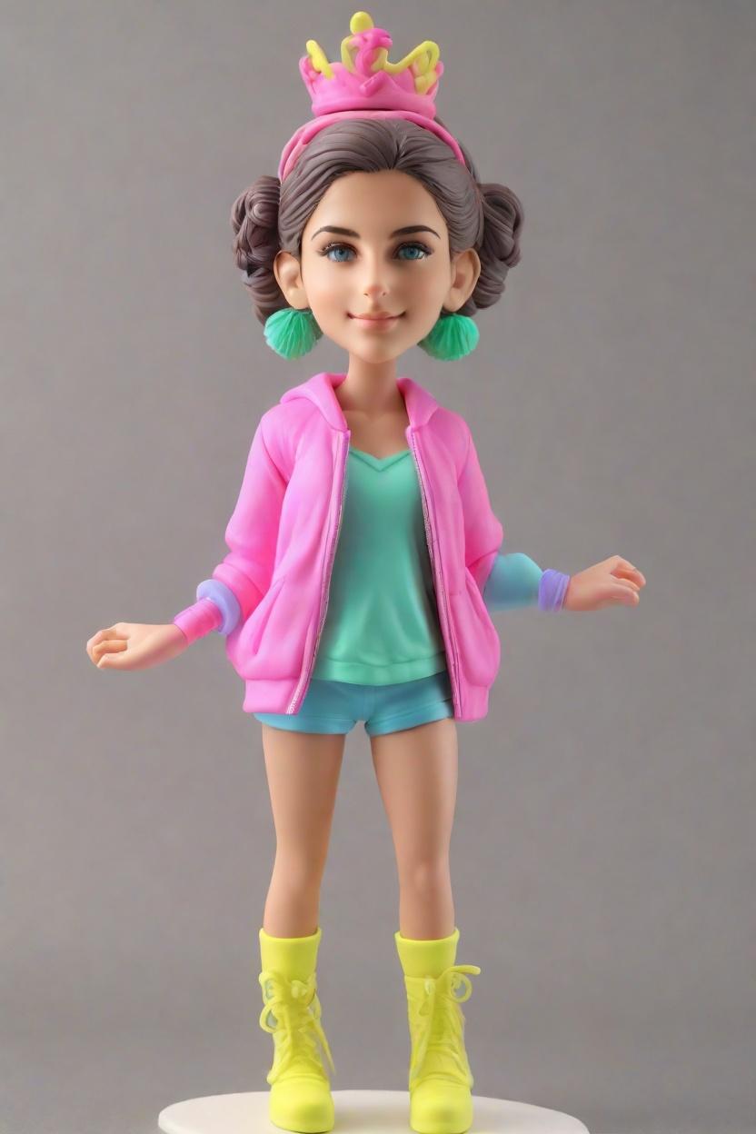 Funky Tiara, Oversized Jacket: The New Trend in Bobblehead Dolls,She's Got Game and Style! Creating Her Custom Bobblehead Doll with Neon Swag