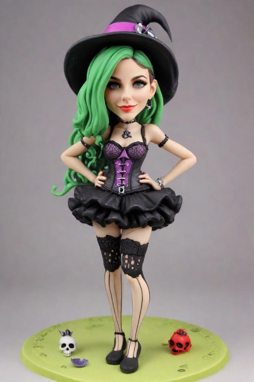 Spooky Custom Punk Witch Bobblehead,She's Got Witchy Swag: My Custom Bobblehead Doll