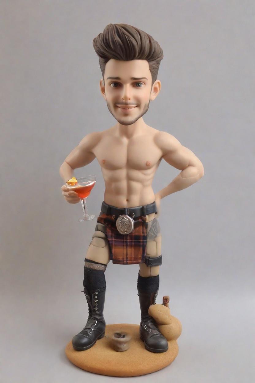Custom Birthday Punk Rock Bobblehead,He Made His Own Smirking Punk Bobblehead Doll