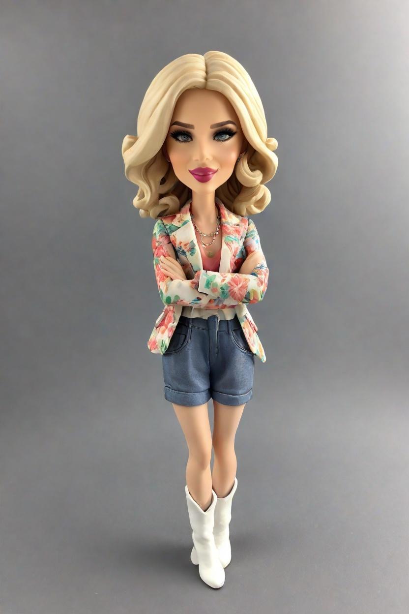 Striding into Success: The Confident Bobblehead that Speaks Volumes,My Mini-Me Moment: A Confident Stride in Floral Blazer & Denim Shorts