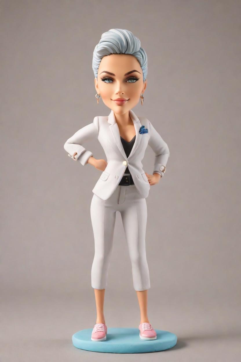 Personalized Bobblehead Dolls: A Chic Suit and Statement Sneakers Trend Alert,She Nailed the Meeting! Creating Her Own Confident Bobblehead Doll Moment