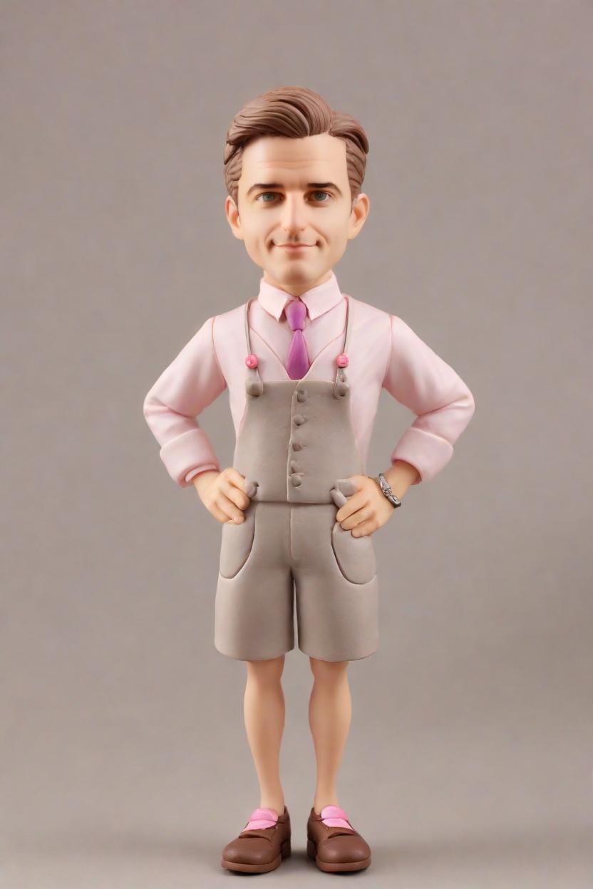 Casually Leaning Dads: Custom Bobblehead Dolls That Capture the Playful Spirit,He's Got Game! Creating His Own Bobblehead Doll in a Floral Apron and Pink Tie
