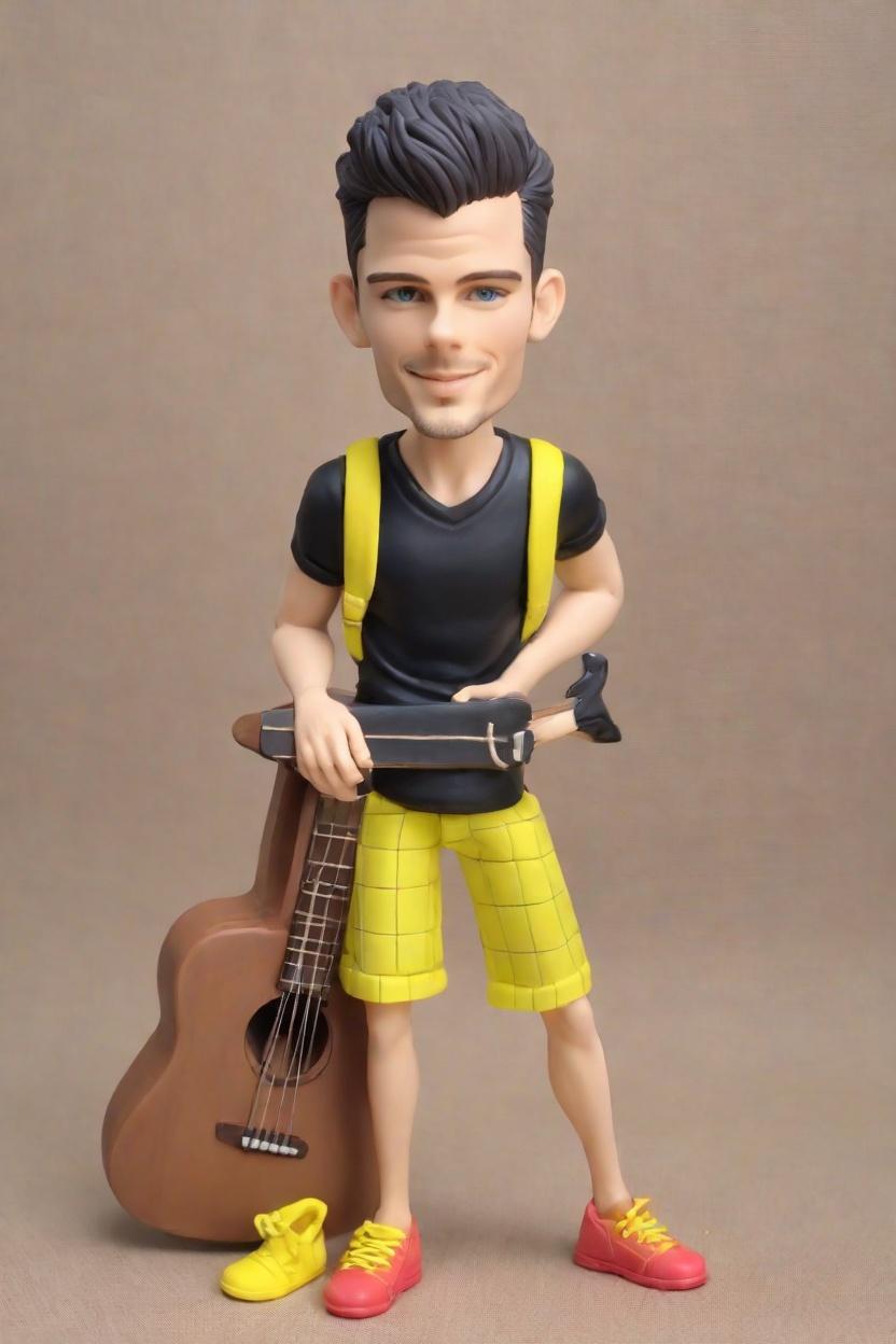 Custom Musician Playful Bobblehead,He Created His Own Rockstar Bobblehead!
