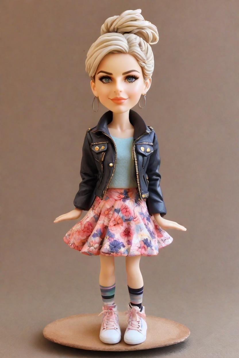 Unveiling the Trend: Punk Meets Floral in a Bobblehead's Cheeky Wink,Meet Bobbleheads: My Personalized Mini-Me in Mismatched Socks