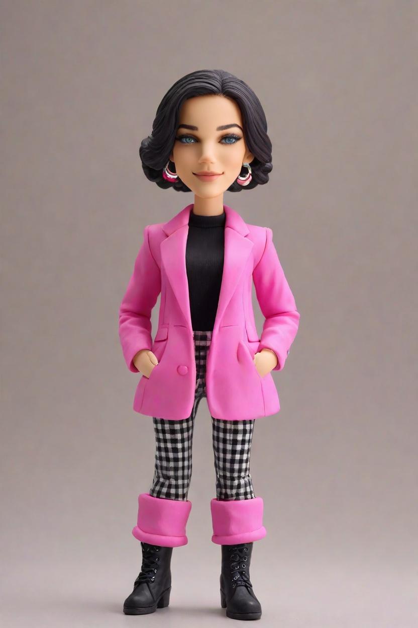 custom Empowerment Chic bobblehead,She's Striking a Neon Pink Bobblehead!