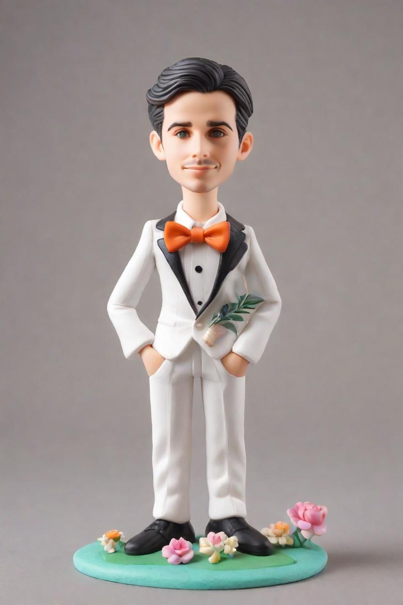Custom Wedding Chic Bobblehead,He Made His Own Bobblehead for the Big Day!