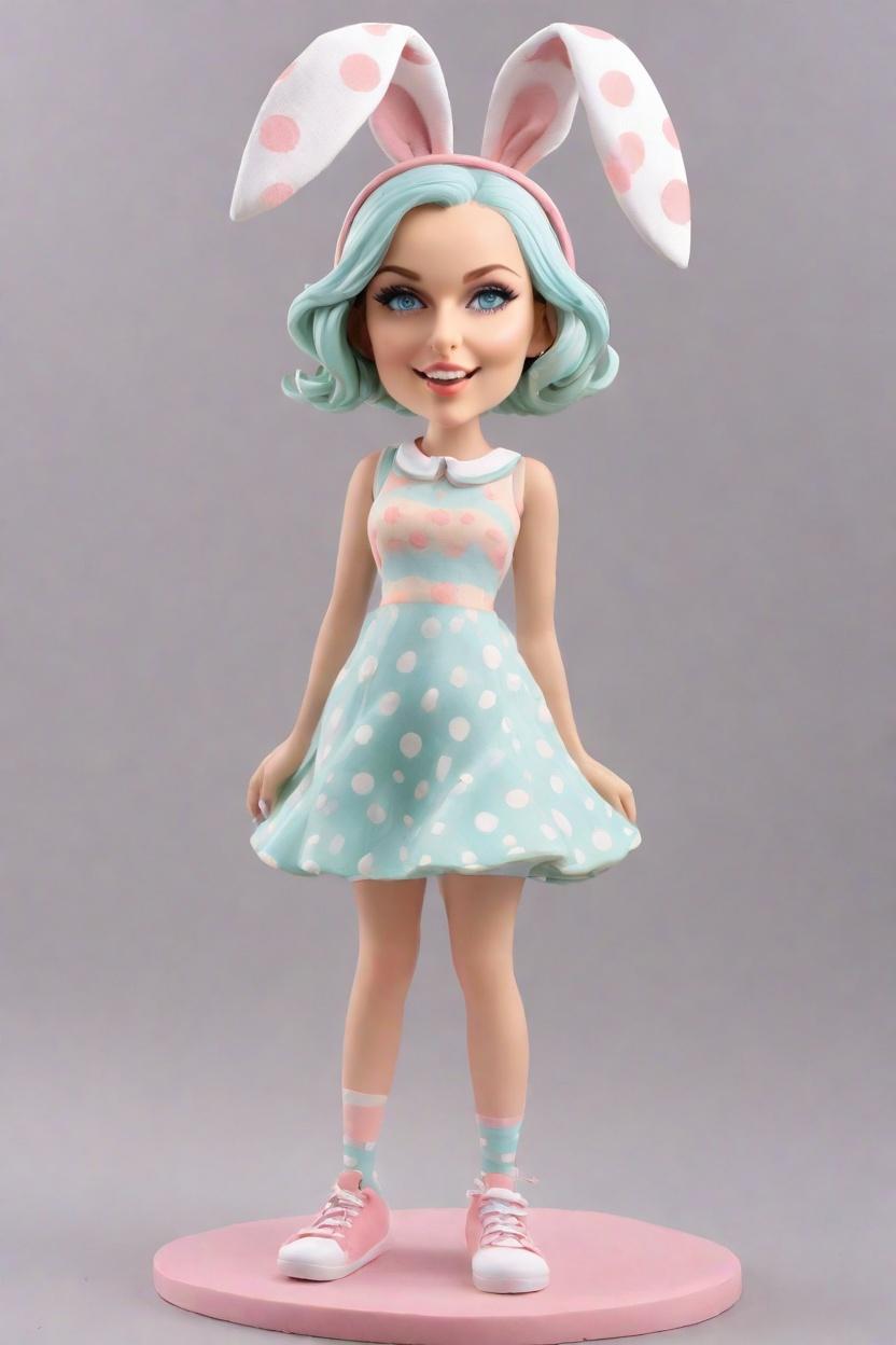 Custom Easter Cheeky Bobblehead,She Created Her Own Easter Bunny Bobblehead!