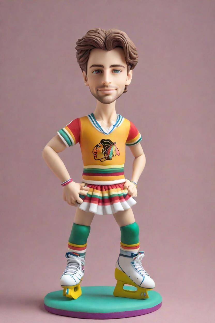 Custom Hockey Hero Bobblehead,He Slays the Ice in Tutu: Create Your Own Bobblehead Doll