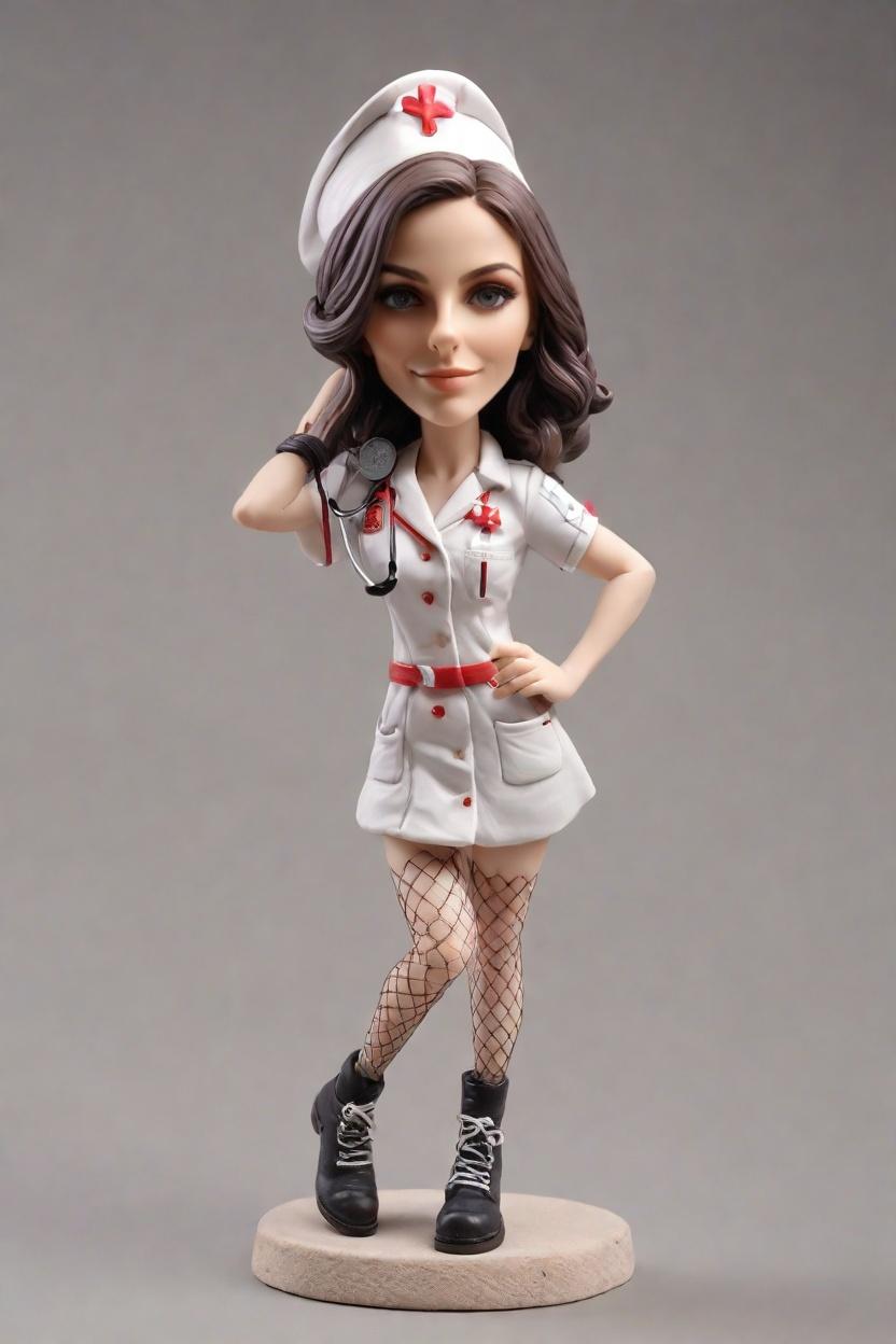 Custom Nurse Cheerful Bobblehead,Nurse's Punk Rock Bobblehead Adventure