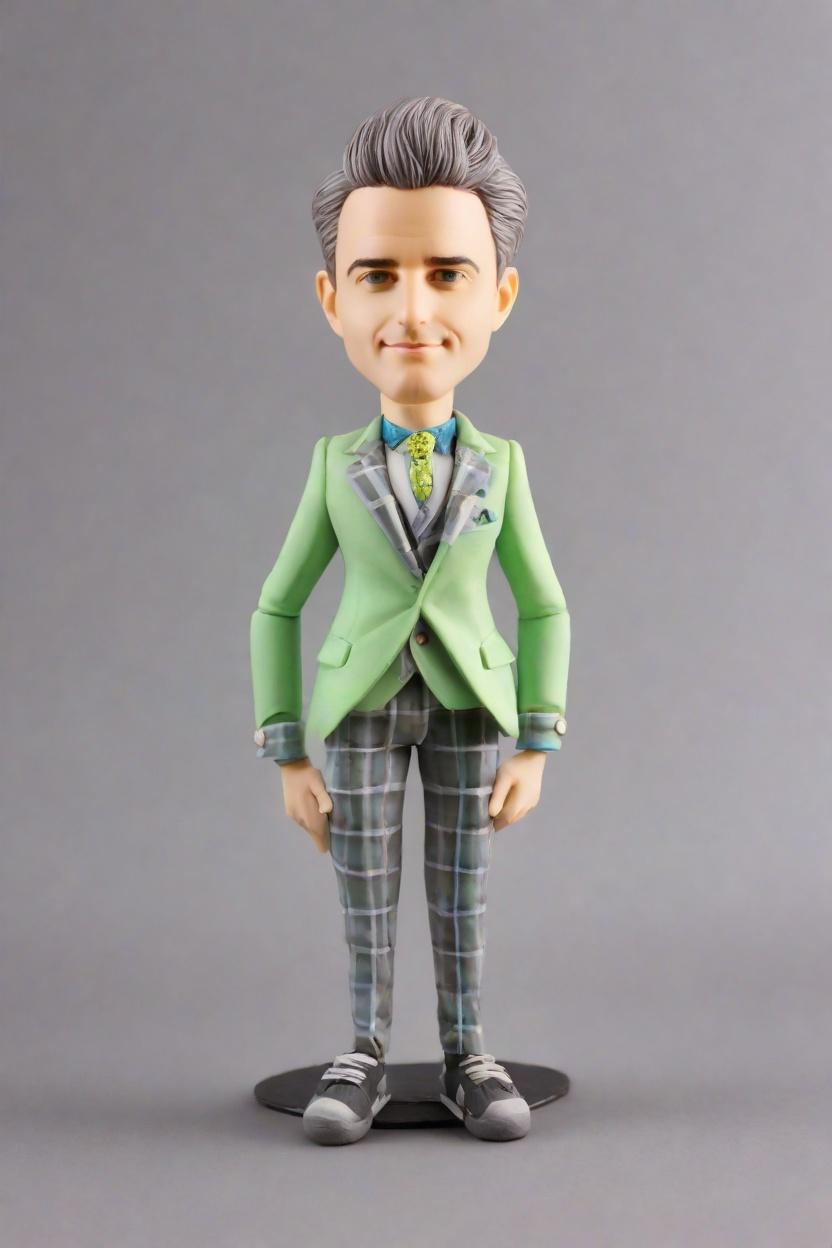 Discovering the Art of Bobblehead Dolls: A Trendy Reporter's Unique Find,John's Hilarious Office Prank: Creating His Own Bobblehead Doll in Neon Suspenders