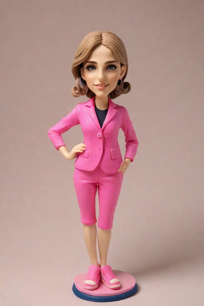Custom Anniversary Cheerful Bobblehead,She Created Her Own Bobblehead Doll for the Office Party!