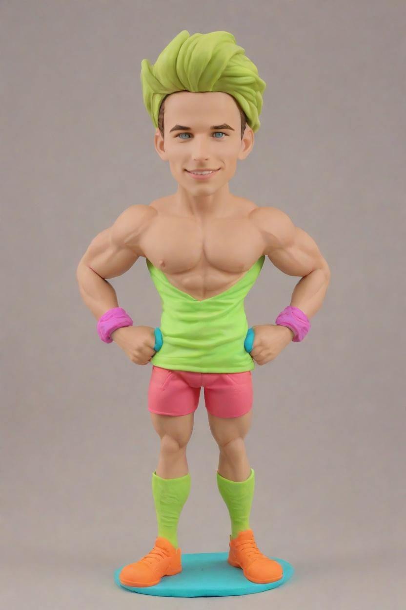 Custom Fitness Flexing Bobblehead,John Just Created His Playful Wink Bobblehead!