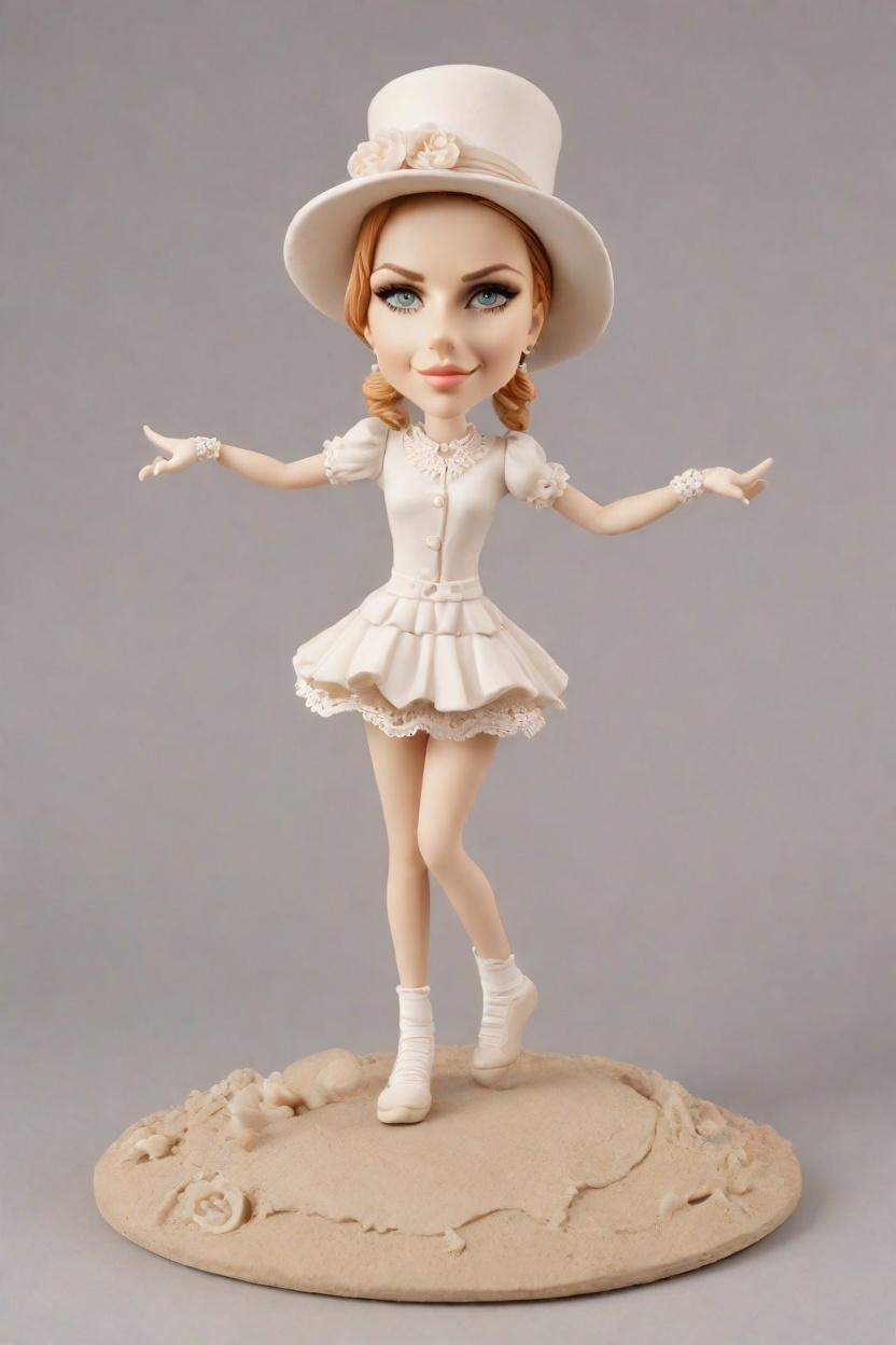 Custom Wedding Whimsical Bobblehead,She's Making Her Own Bobblehead Doll in a Vintage Lace Gown!