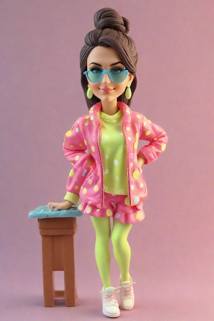 Custom Cheeky Playful Bobblehead,She’s Got Swag: Create Your Own Neon-Clad Bobblehead Doll
