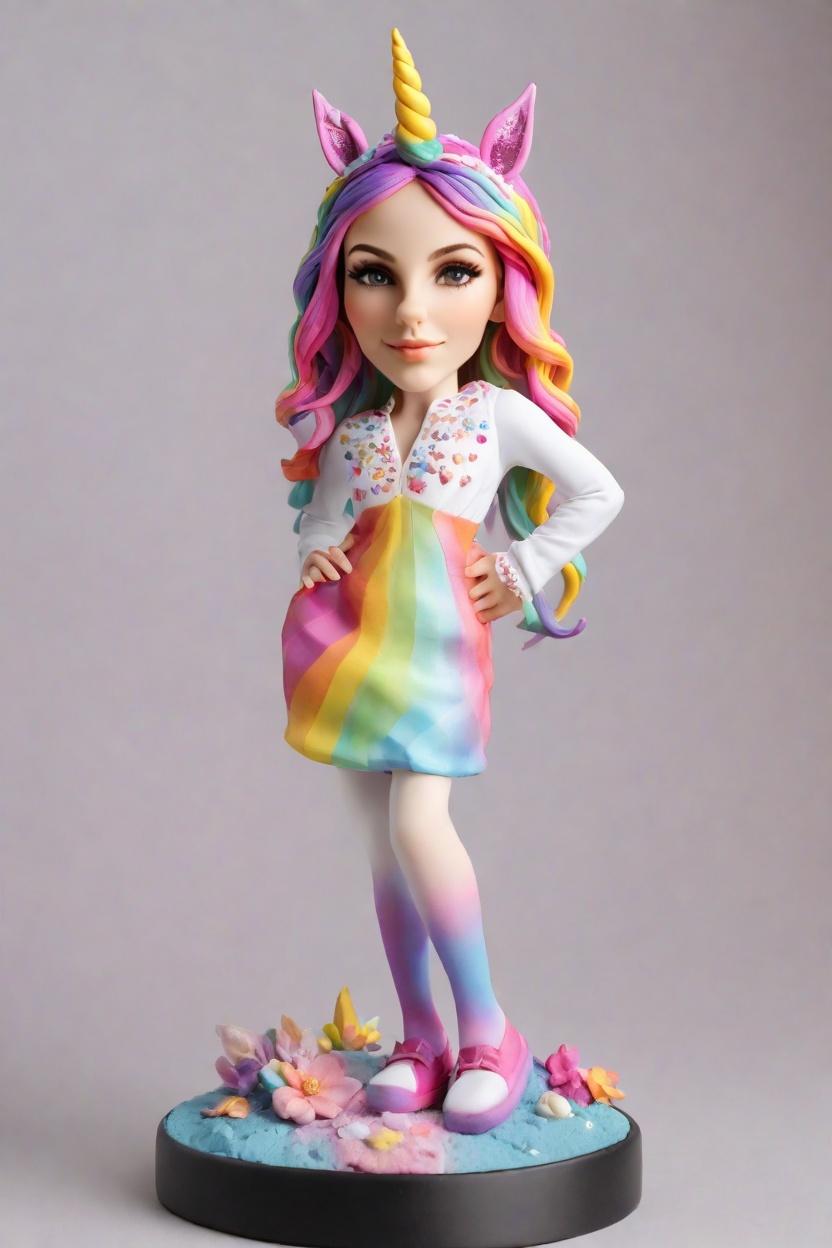 Custom Unicorn Fantasy Sparkly bobblehead,She Created a Rainbow Unicorn Bobblehead Doll!