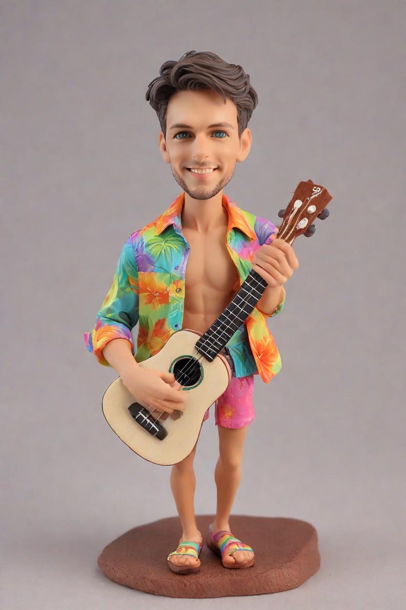 Personalized Custom Bobbleheads: Unleashing Your Inner Ukulele-Playing Winker,Meet 'Winko' - My Quirky Custom Bobblehead That's the Life of Every Party!