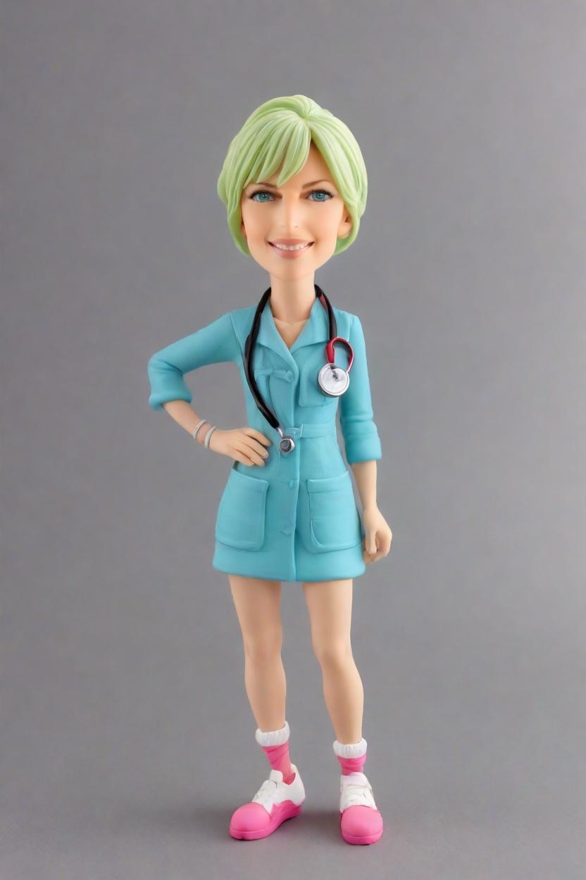 Custom Nurse Chic Bobblehead,Nurse's Punk Scrubs: Create Your Own Bobblehead Doll