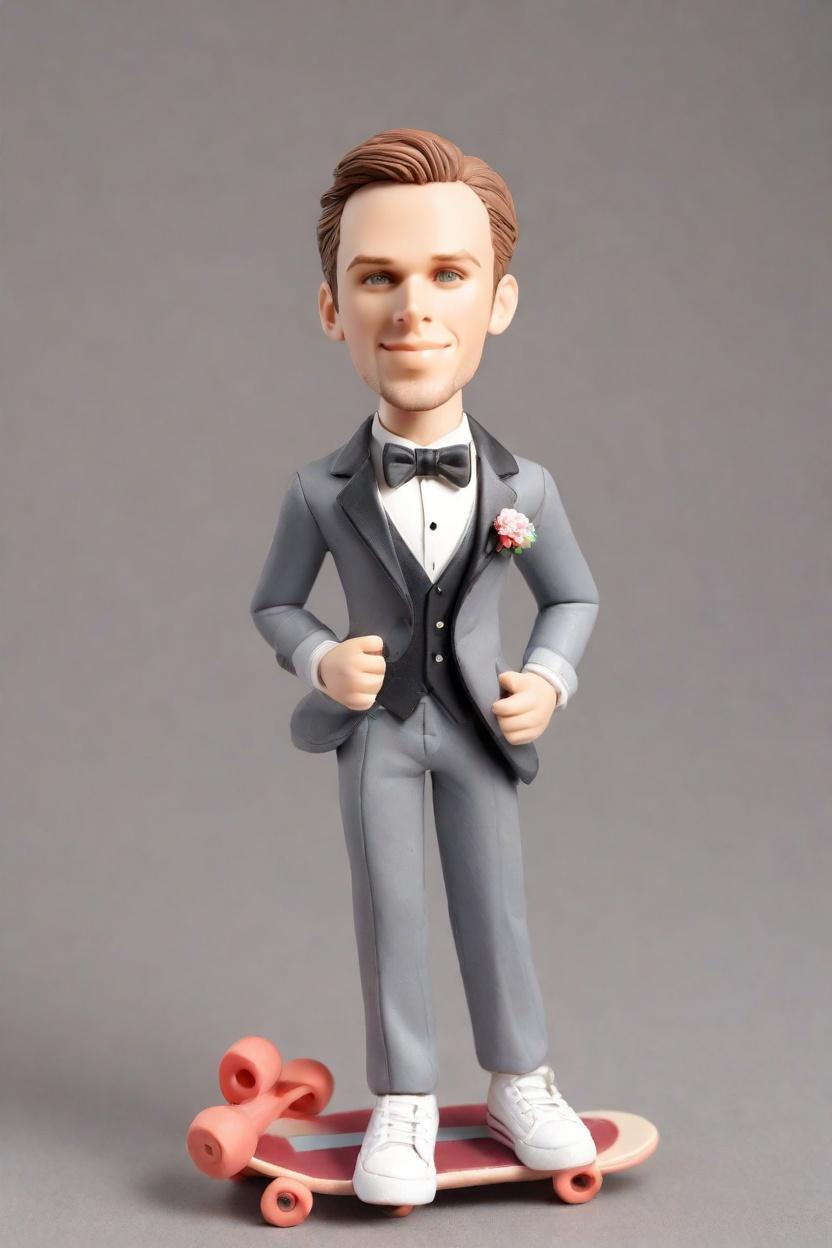 When Love Meets Skateboards: A Bobblehead Tale,He's Not Just a Groom, He's a Skater Groom Figurine!