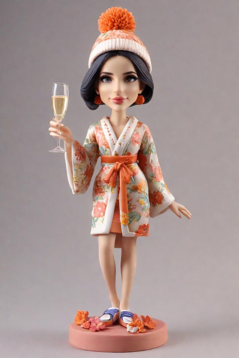 Discovering the Trend: Bobblehead Dolls Custom for the Ultimate New Year's Gift,She's Got the New Year's Spirit! Creating Her Own Bobblehead Doll in a Floral Kimono
