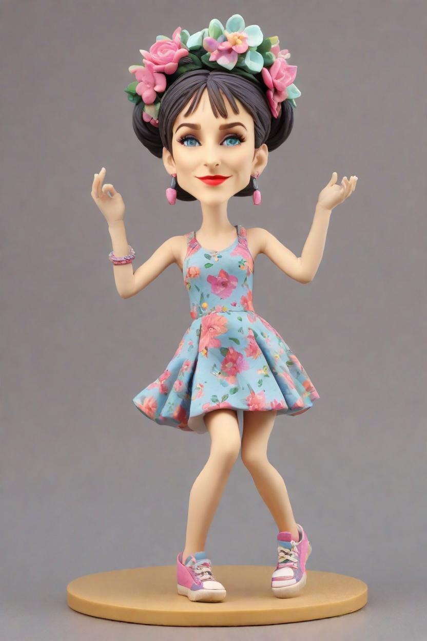 Discovering the Groove: A Fashion Blogger's Take on Vinyl Record Skirt Bobbleheads,She's Rocking the Airwaves: My Mini-Me Figurine's Floral Dress Adventure