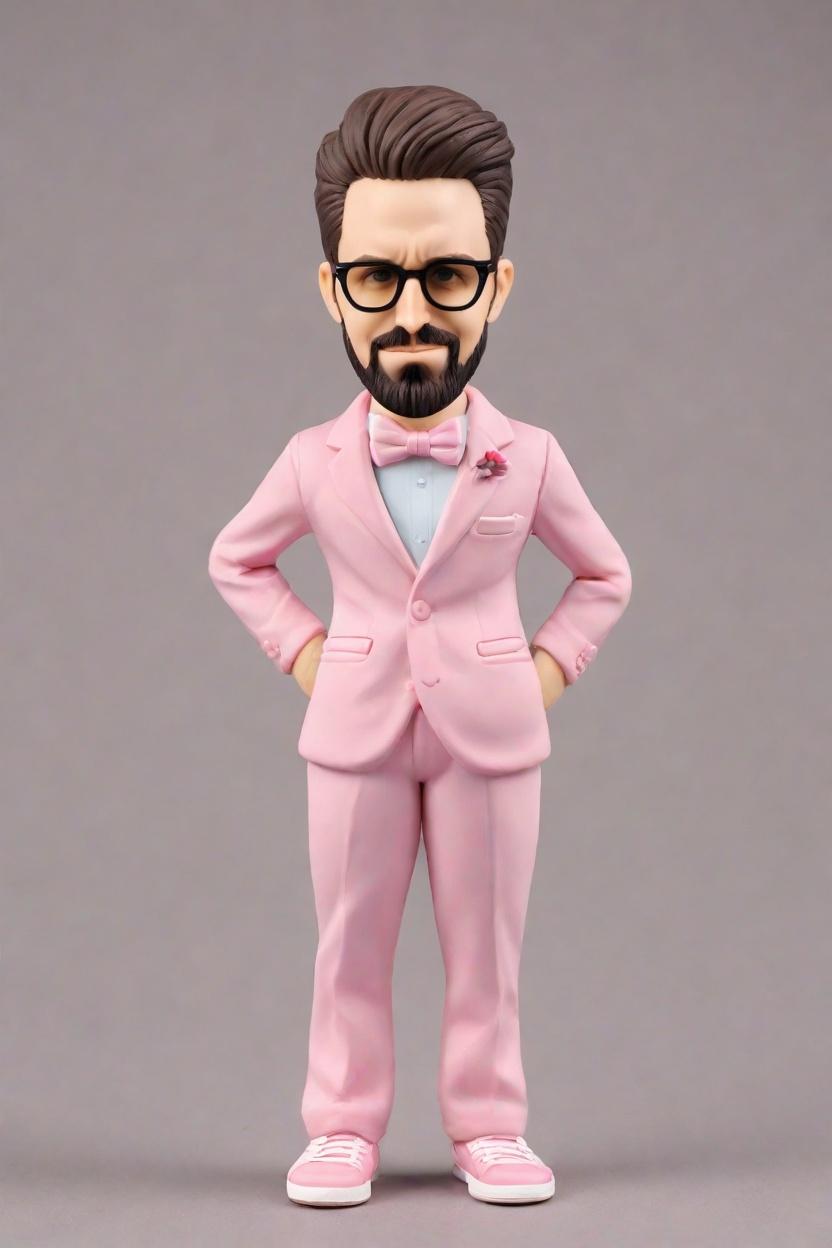 Custom Playful Pink Suit Bobblehead,John Just Created His Own Playful Wink Bobblehead! 😜🎉