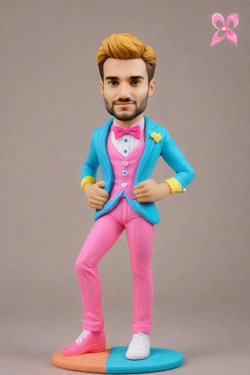 custom Recognition Awards Confident bobblehead,He Made His Own Confident Neon Suit Bobblehead!