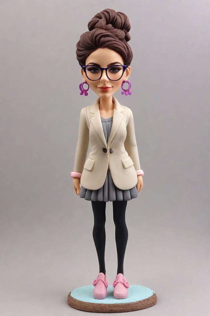 The Chic Blazer & Tutu: Custom Bobblehead Dolls for the Modern Businesswoman,She's Making Waves: A Confident CEO's Custom Bobblehead Doll Journey