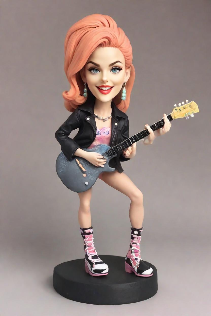 custom Rock Star Figurine Bobblehead,She's Strumming Her Way to Fame: Make Your Own Bobblehead Doll