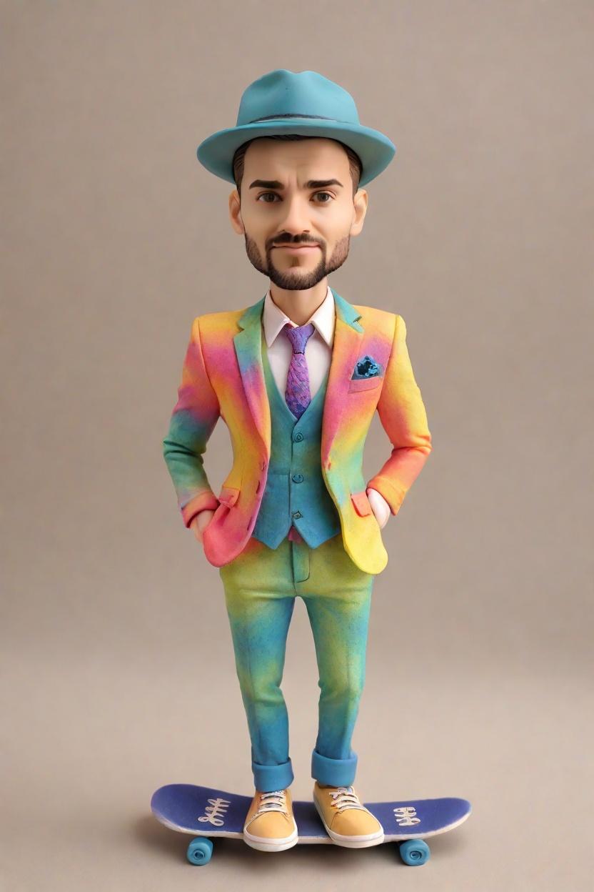 Fusing Fashion and Fun: Discovering the Art of Custom Bobblehead Dolls in Tie-Dye,Unleash Your Inner Skater: Create Your Own Bobblehead Doll in Neon Tie-Dye Style