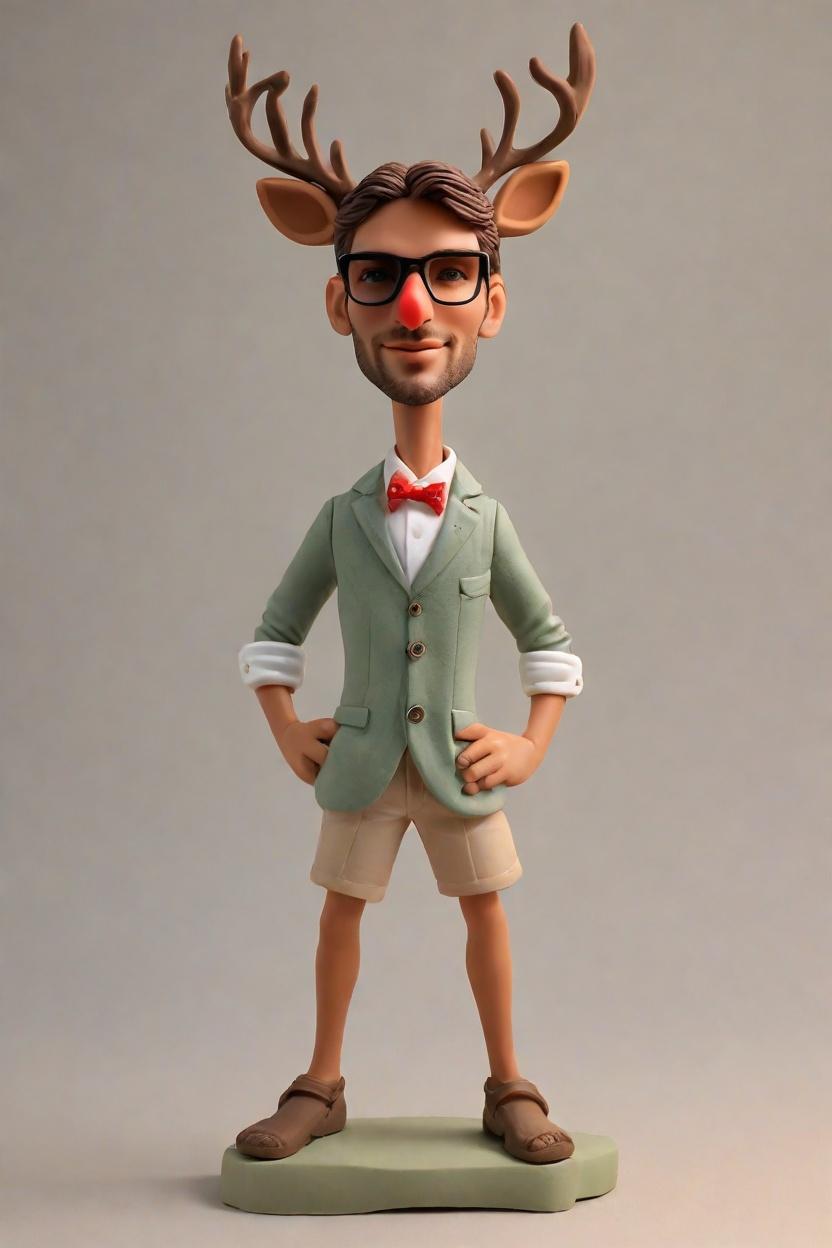 Personalized Custom Bobbleheads: When Reindeer Meets Street Style,Meet Bob: The Coolest Bobblehead Doll in Flip-Flops and Shades I Just Created!