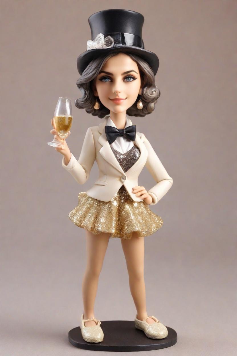 Custom New Year's Sparkle Bobblehead,She Created a New Year's Eve Bobblehead Doll!