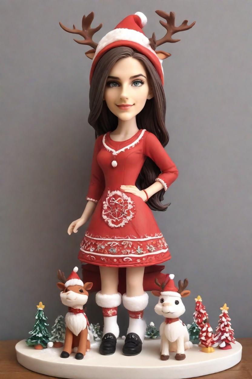 Custom Christmas Cheerful Bobblehead,She Created a Festive Bobblehead Doll!