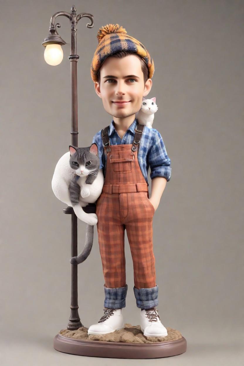 Discovering the Purr-fect Gift: A Bobblehead for the Cat-Leaning Gentleman,He Leaned Against the Lamppost, But His Mini-Me Stole the Show!