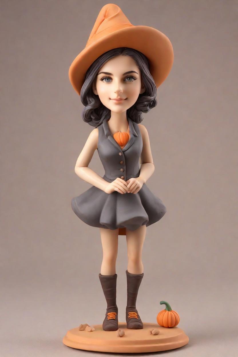 Custom Thanksgiving Playful Bobblehead,She Created a Turkey-Holding Bobblehead Doll!