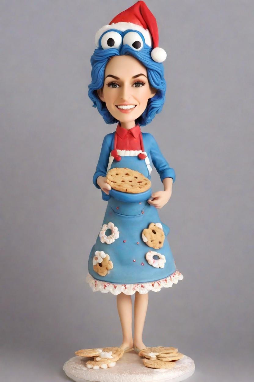 The Cookie Monster's Naughty Christmas: A Custom Bobblehead Doll That's Too Cute to Resist,She Made Her Own Bobblehead Doll as a Cookie Monster and It's the Sweetest Holiday Surprise!