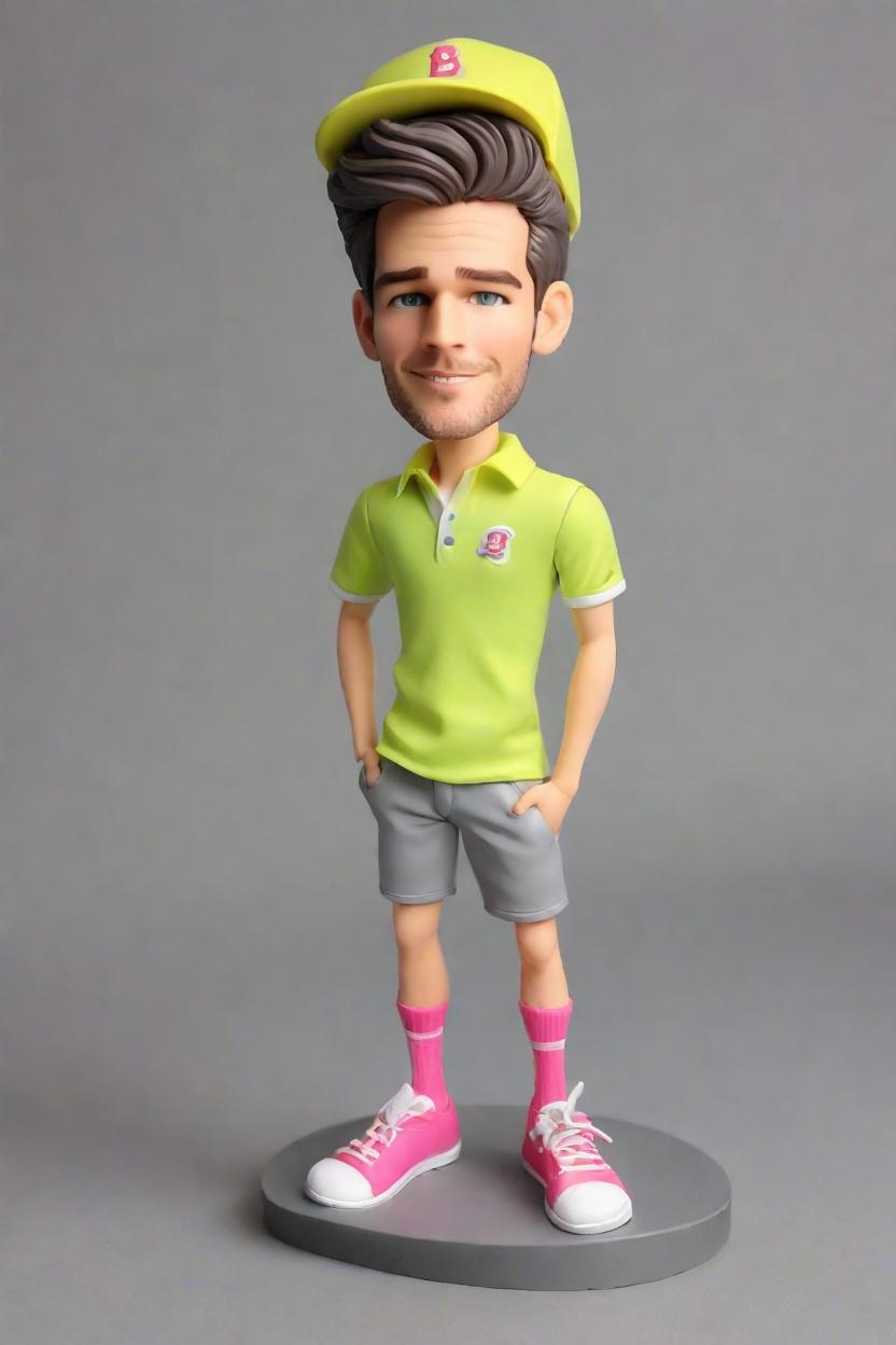 Neon Athlete, Playful Wink: Discovering the Trendiest Bobblehead Dolls in Fashion,Meet Jake: He Just Created His Own Neon-Clad Bobblehead and Winked at the Camera!
