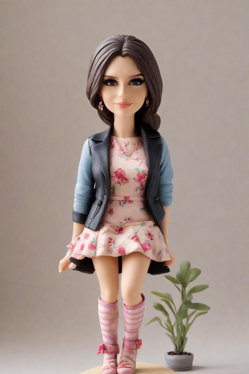 The Playful Retirement: A Bobblehead's Journey to Leisure,She's Winking at the Golden Years: A Social Media Star's Mini-Me Figurine