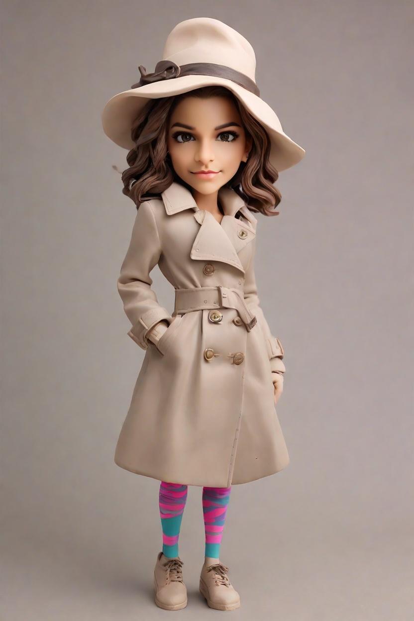Custom Confident Pose Bobblehead,She's Striking a Quirky Wink with Her Neon-Accented Bobblehead