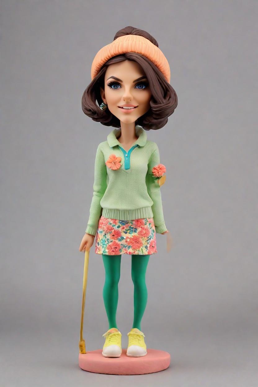 Golfing Glamour: The Rise of the Bobblehead Dolls in Sports Fashion,Meet My New Golfing Twin: Creating My Own Bobblehead Doll in a Floral Mini